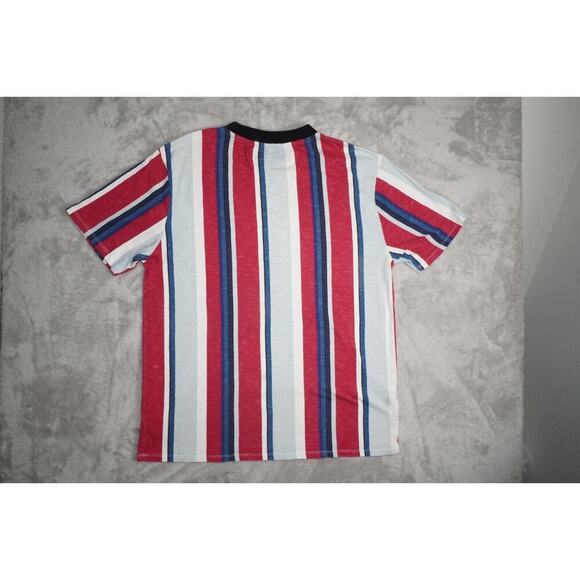 Vintage 90s Guess Shirt Extra Large Red Blue Mens Embroidered Cotton Striped - Picture 4 of 7